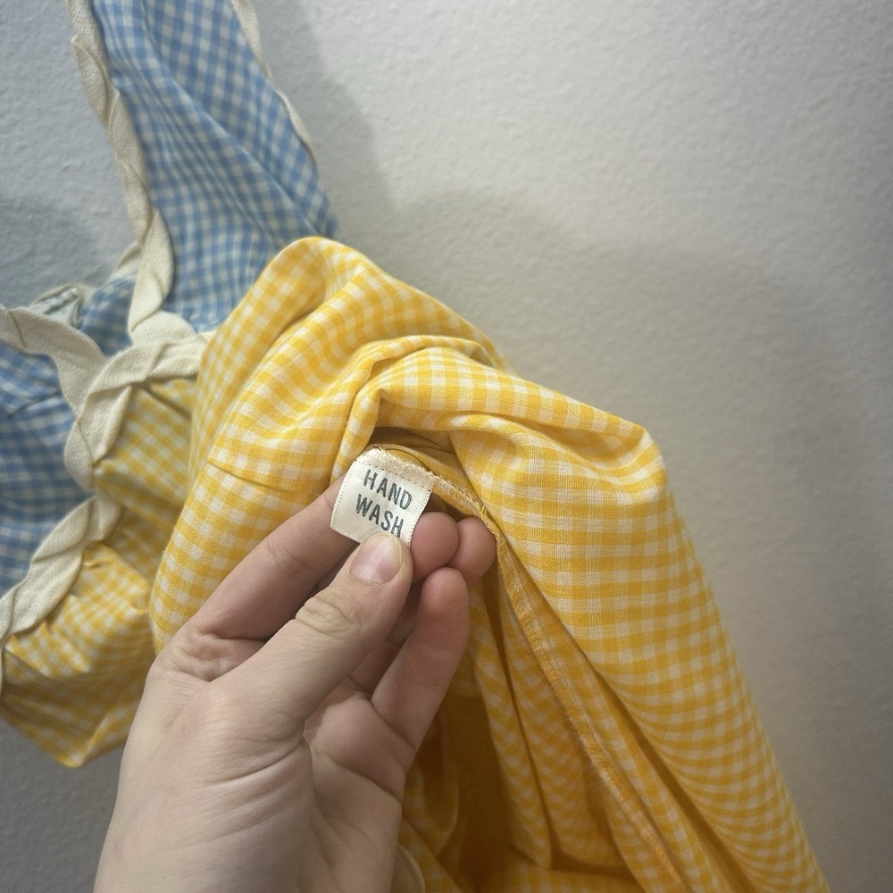 VTG 70s Prairie Dress & Pinafore Eye Candy by the‎ Flaums Cottagecore Gingham S - Picture 9 of 16